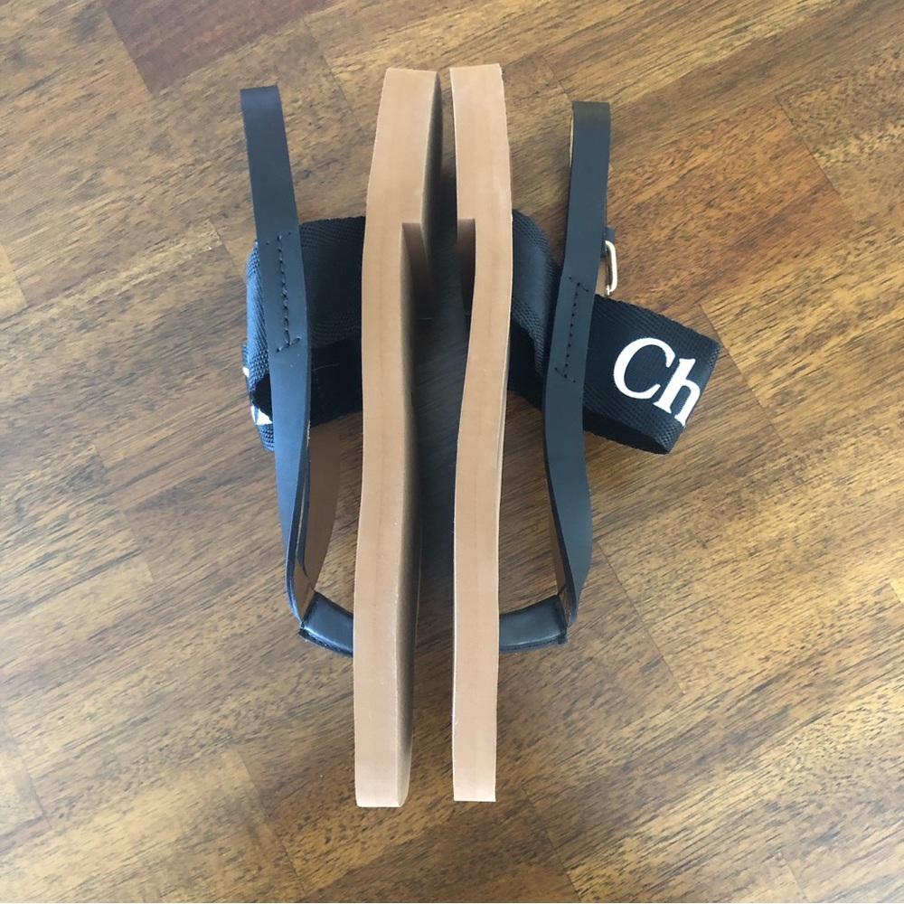 NIB $450 CHLOÉ Woody Logo Sandal (Women) in Black - size 40 EU / 10 US! - Picture 11 of 16